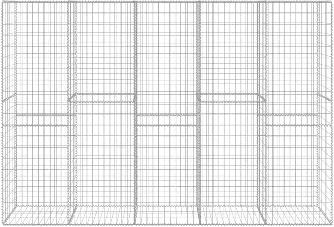 Galvanized Steel Gabion Wall with Cover, Gabion Mesh Wire Wall Panel Galvanized Steel Garden Stone Wire Basket Fencing Patio Decorative Fence, 118.1"x19.7"x78.7",-140