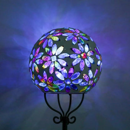 VCUTEKA Solar Outdoor Lights Garden Decor Mosaic Solar Garden Lights Waterproof Glass Ball LED Pathway Stake Light for Landscape Lawn Patio Yard Decoration 6 inch, Multi