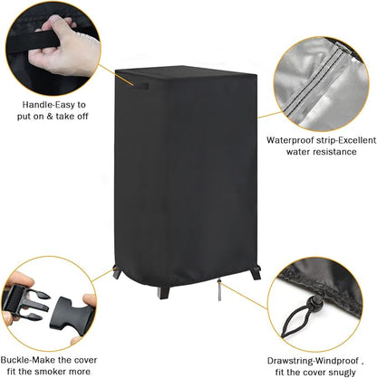 Smoker Cover for Royal-Gourme-t SE2805 28-Inch Analog Electric Smoker, Waterproof Outdoor BBQ Electric Smoker Cover - 21" L x 20" W x 33" H
