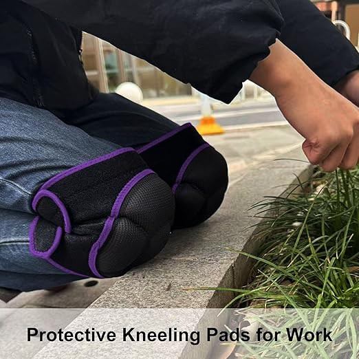 Knee Pads for Women Cleaning House Floors, Adult Knee Pads for Kneeling Housework Men, Soft Gardening Kneepads for Scrubbing Floors Carpet Installation, Adjustable Knee Cushions for Work, Purple M (1 Pair)