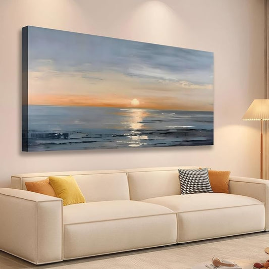 JLXART Wall Art Scenery Landscape Canvas Painting Sunrise Framed Artwork for Bedroom Office Home Decoration Art 30"x58"