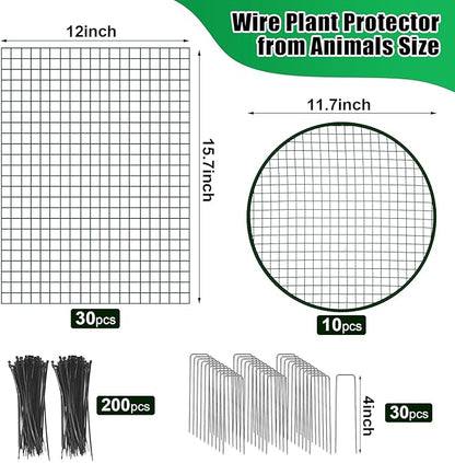 10 Pack Wire Plant Protector with Cover, 16"x12" Detachable Metal Plant Protectors Mesh, Garden Plant Protectors for Shrubs Flowers Vegetables to Keep Rabbit & Chicken Animals Out