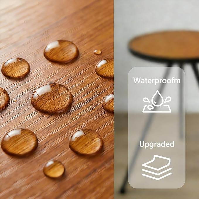 Small Folding Table Round Portable Patio Table Tool-Free Assembly Height Adjustable Side Table Easy to Carry and Move (Brown)