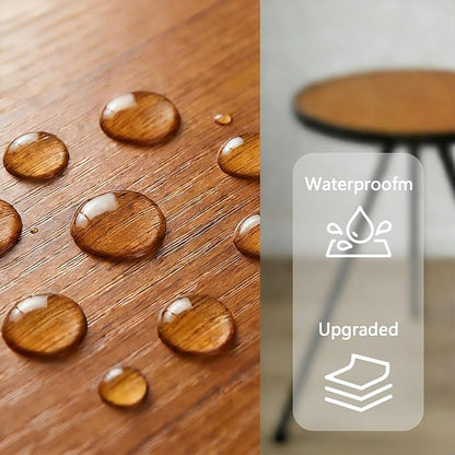 Small Folding Table Round Portable Patio Table Tool-Free Assembly Height Adjustable Side Table Easy to Carry and Move (Brown)