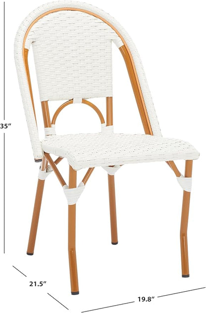 SAFAVIEH Outdoor Collection California Bistro White Side Chair Set of 2 (Fully Assembled)