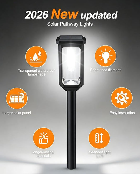 Tenmiro Solar Pathway Lights Outdoor 4 Pack LED Solar Powered Garden Lights Waterproof IP65 Outdoor Light for Yard Lawn Patio Path Walkway Driveway Decor 6500K