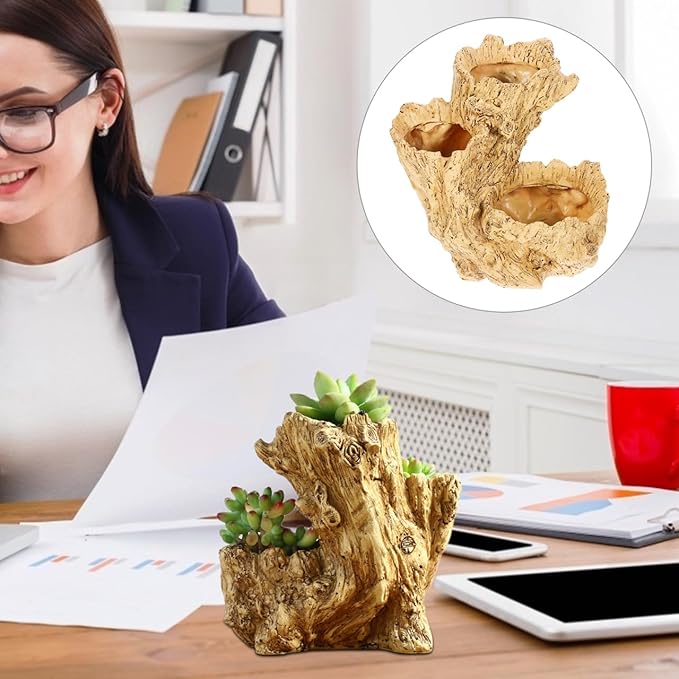 Yardwe Desktop Plant Container Resin Imitation Tree Root Flower Pot for Home Office Dec