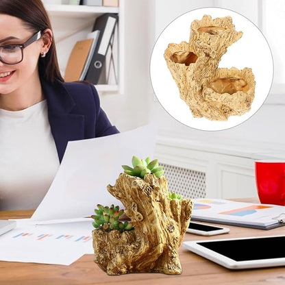 Yardwe Desktop Plant Container Resin Imitation Tree Root Flower Pot for Home Office Dec