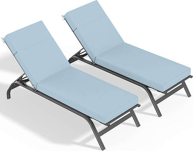 2 Pcs Chaise Lounge Cushions Outdoor, 80" L X 26" W X 4" D Lounge Chair Cushions for Outdoor Furniture, High-Density Foam Patio Chaise Cushion-Waterproof Fade-Resistant ThickPatio lounge chair cushion