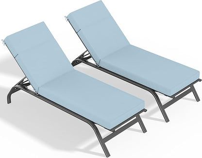 2 Pcs Chaise Lounge Cushions Outdoor, 80" L X 26" W X 4" D Lounge Chair Cushions for Outdoor Furniture, High-Density Foam Patio Chaise Cushion-Waterproof Fade-Resistant ThickPatio lounge chair cushion