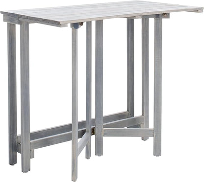 SAFAVIEH PAT6754A Collection Wilton Teak and Navy Balcony Corner Lounge Outdoor Set