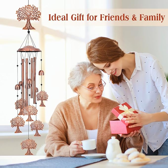 Tree of Life Wind Chimes Outdoor Tree of Life Gifts for Women Men Mom Gardening Birthday Gifts Metal Memorial WindChimes for Outside/Indoors, Lawn, Patio, Yard Art, Garden Decor, Yard Decorations