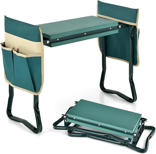 Nightcore Garden Kneeler and Seat, Foldable Kneeling Bench with EVA Foam Pad, Portable Garden Stool with 2 Large Tool Bags & Heavy-Duty Metal Frame, Suitable for Gardening, Fishing, Camping