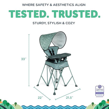 Baby Delight Go with Me Uplift Deluxe Portable High Chair | Travel High Chair | Sun Canopy | Indoor and Outdoor | Green Garden