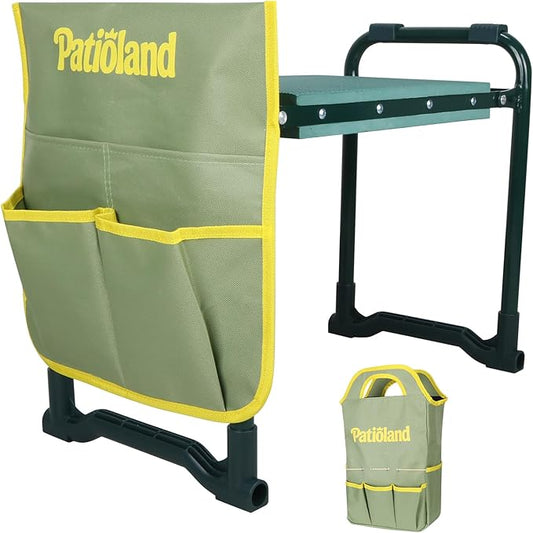Garden Kneeler and Seat with 1 Gardening Tool Pouch and 1 Tool Bag, 10.2" Widen Heavy Duty Thicken Soft Kneeling Pad, Folding Garden Stool, Outdoor Yard Work Seat, Ideal Gardening Gifts for Mom, Women