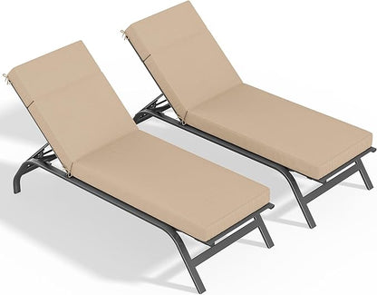 2 Pcs Chaise Lounge Cushions Outdoor, 80" L X 26" W X 4" D Lounge Chair Cushions for Outdoor Furniture, High-Density Foam Patio Chaise Cushion-Waterproof Fade-Resistant ThickPatio lounge chair cushion