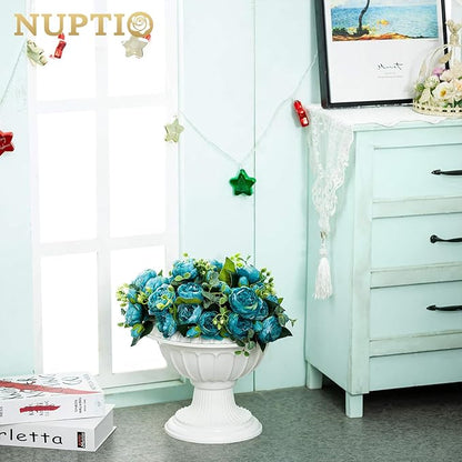 NUPTIO 6 Pcs Classic Urn Planter, 10.23 inch Tall Large Plastic Outdoor Urns Planters, Pedestal Flower vases Plant Pot, Resin Grecian Plants Pots for Garden Porch Front Door, White
