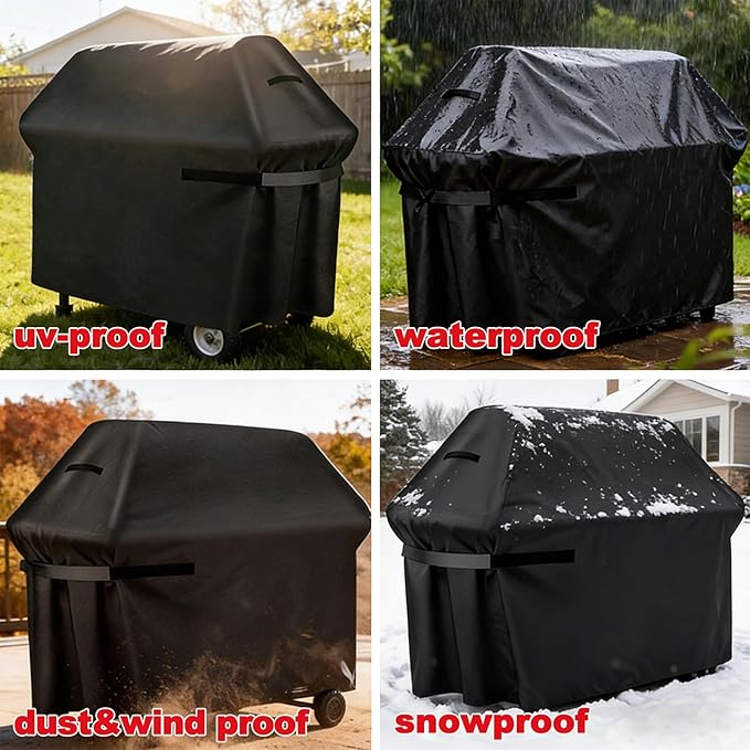 Grill Cover, 65-Inch BBQ Grill Cover Heavy Duty Waterproof UV Resistant Tear Resistant for Outdoor Grill, Compatible for Nexgrill Brinkmann Weber Dyna-glo