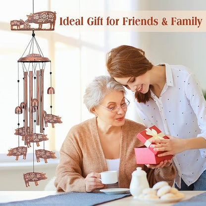 Pig Wind Chimes for Outside,Pig Gifts for Women Men/Memorial Gifts/House Warming/Birthday Metal windchimes Outdoors/Indoors,Garden,Patio Decor,Home,Porch,Yard Decorations
