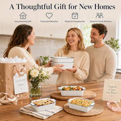 6 Pcs Ceramic Baking Dish, 12 Oz Small Casserole Dish with Handle, Porcelain Bakeware Sets, 5 inch Rectangular Lasagna Pans, Baking Serving Dishes for Casserole, Cakes, Dishwasher Oven Safe