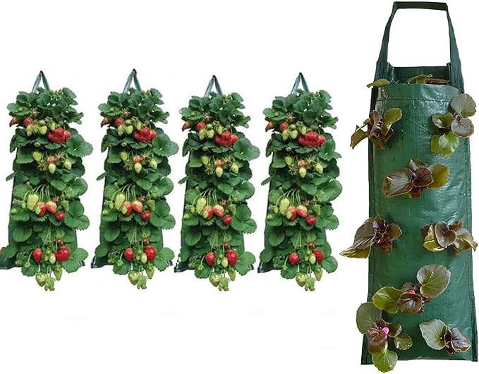 2024 Hanging Strawberry and Tomato Planter Bags - Upside-Down Patio Garden Grow Bags With Handle for Outdoor Flower Planting (5)