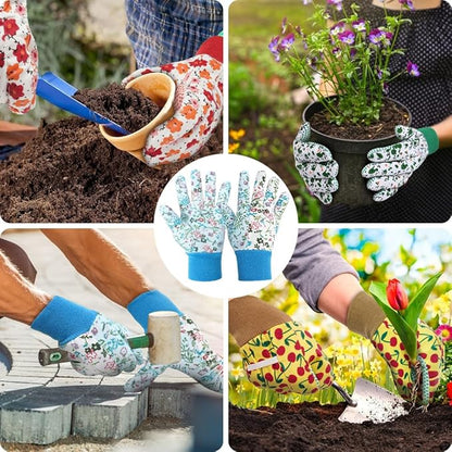 Ainiv Floral Gardening Gloves for Women/Ladies, Non-Slip Garden Work Gloves,Breathable Yard Work Glove Light Working Gloves