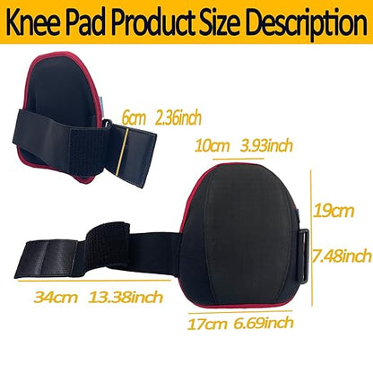 Work Knee Pads Made of Tear Resistant Oxford Cloth and Durable Rubber |Waterproof and Breathable Suitable for Mechanical Repairs and Yard Work|With Adjustable Straps Black/Red