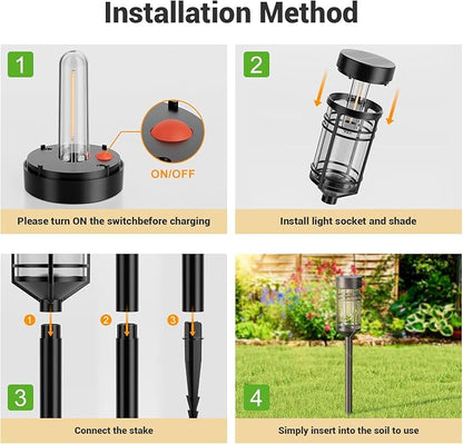 Amzarp 8 Pack Solar Garden Lights, Bright LED Solar Pathway Lights Outdoor IP65 Waterproof Rugged Shatterproof Auto On/Off for Landscape Garden Yard Walkway Driveway Lawn Lighting (3000K Warm White)