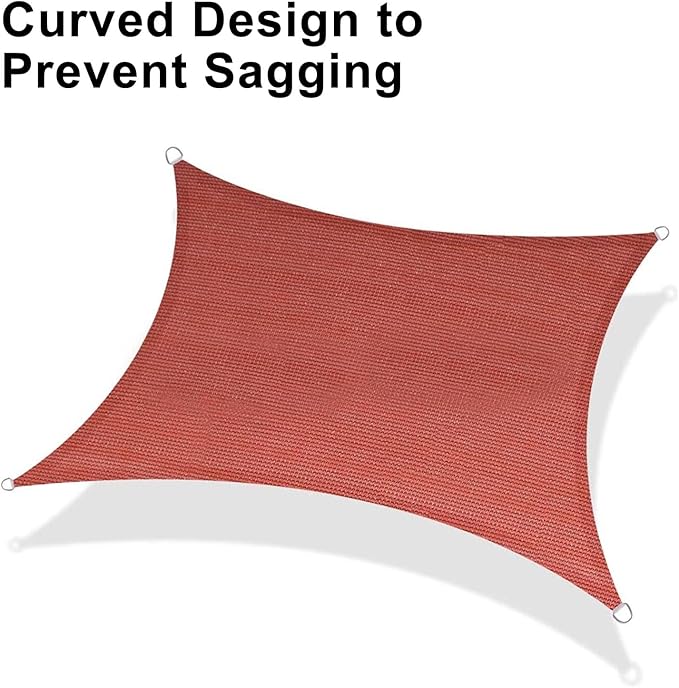 LOVE STORY Custom Size 7' x 11' Terra Red Rectangle Sun Shade Sail Canopy Patio Sail Fabric Cloth Cover UV Block (We Make Custom Size)