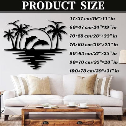 Palm Tree Metal Wall Decor,Palm Tree Outdoor Wall Art,Tropical Palm Tree Wall Decorations for Living Room,Outdoor Wall Decorations for House(35"×28",Black)