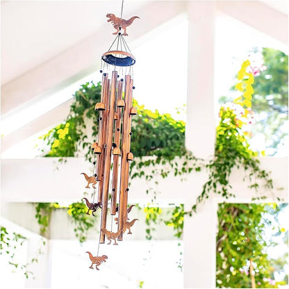 Extra Large Dinosaur Wind Chimes Outdoor Dinosaur Gifts for Women Men Mom Gardening Birthday Gifts Metal Memorial WindChimes for Outside/Indoors, Lawn, Patio, Yard Art, Garden Decor, Yard Decoration