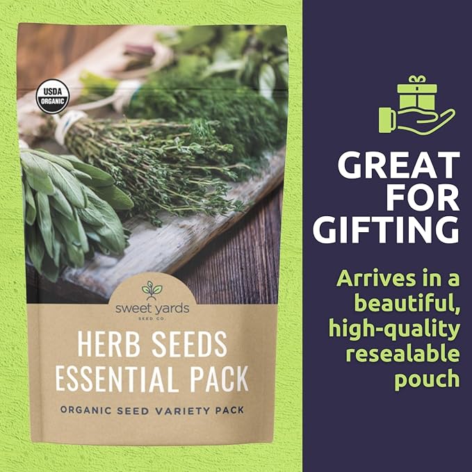 Organic Herb Seeds Variety Pack - 5 Individual Packs - 2026 Season - Basil, Oregano, Dill, Thyme & Parsley. for Indoor & Outdoor Planting (Non-GMO, Certified Organic)