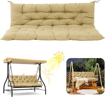 2/3 Seater Swing Replacement Cushion, Waterproof Porch Swing Cushions with Backrest, Thickened Bench Cushions for Outdoor Furniture, for Outdoor Patio Swing (Beige, 71 * 40in)