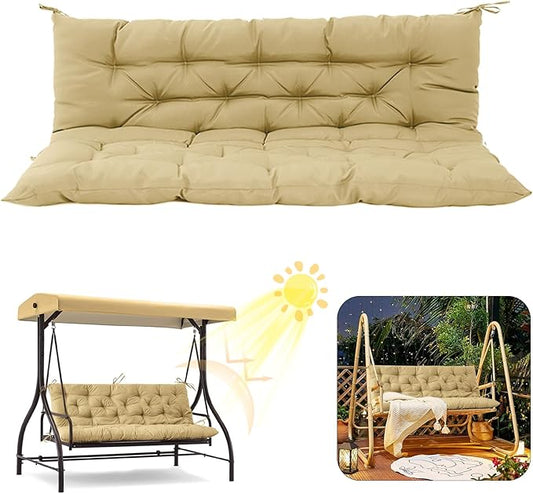 2/3 Seater Swing Replacement Cushion, Waterproof Porch Swing Cushions with Backrest, Thickened Bench Cushions for Outdoor Furniture, for Outdoor Patio Swing (Beige, 71 * 40in)