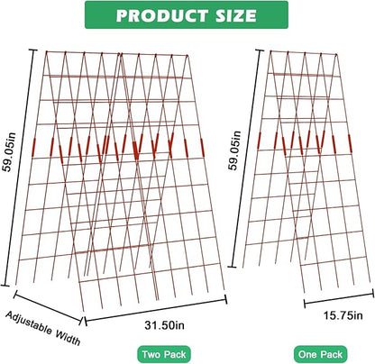 DoCred Cucumber Trellis, 59" High 2 Pack Foldable A Frame Trellis for Raised Bed Climbing Plants, Vegetables, Includes Plant Support Clips, Twist Ties, Plastic Ties- Made from PVC-Coated Steel
