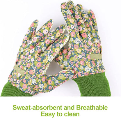 Ainiv Floral Gardening Gloves for Women/Ladies, Non-Slip Garden Work Gloves,Breathable Yard Work Glove Light Working Gloves