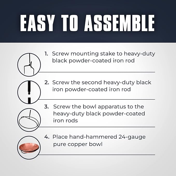 Monarch Abode Pure Copper Hand Hammered Standing Bird Bath and Feeder w/ Iron Stand, 34-inch Detachable Iron Stand Outdoor Birdbath and Birdfeeder for Garden Backyard Patio & Deck, Bird Water Feeder