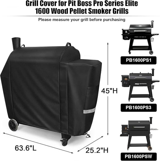 QuliMetal Grill Cover for Pit Boss Competition Series 1600, Pro Series 1600 Elite Wood Pellet Grill, PB1600CS, PB1600PS2, PB1600PSE, 600D Heavy Duty Waterproof Fade Resistant Pit Boss 1600 Grill Cover