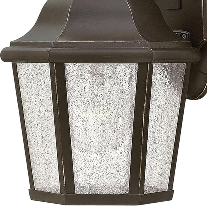 Hinkley Edgewater Small Wall Mount Outdoor Lantern - Aluminum, Clear Seedy Glass, Traditional - Oil Rubbed Bronze Finish