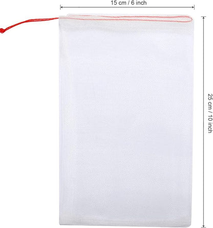 Kikhope 50 Pcs Fruit Protection Netting Bags, 10"x6" With Drawstring, Garden Barrier for Protecting Fruits
