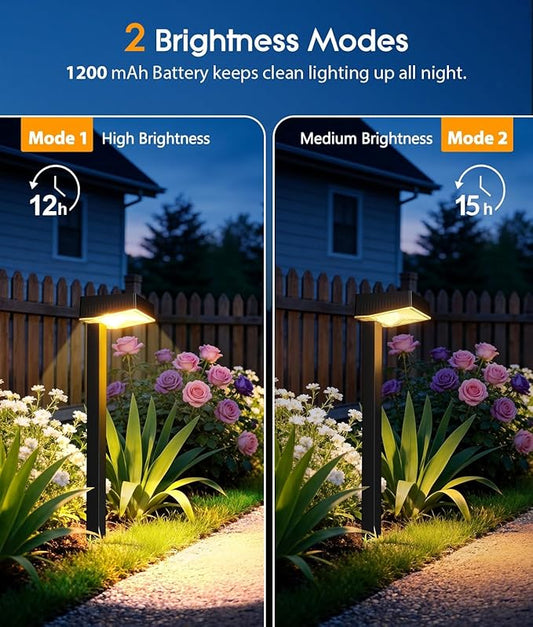 ELECLINK Solar Pathway Lights Outdoor, 6 Pack Garden Lights Solar Powered Path Lights with Bigger LED Lens, 2 Light Modes Waterproof Outdoor Solar Light for Yard Driveway Walkway Landscape Patio Lawn