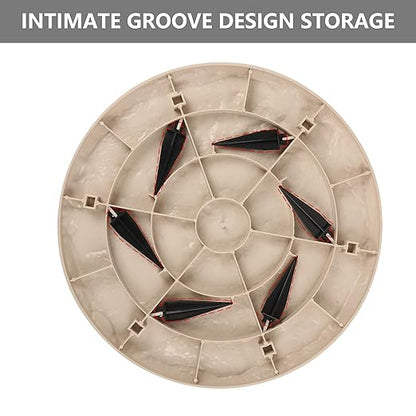 4Pcs Round Beige Stepping Stones Outdoor Garden Walkway, Durable Plastic Pavers for Patio, Pathway, and Landscaping, Weatherproof Stepping Stones with Ground Stakes for Easy Installation