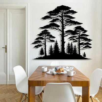 lunwall Metal Pine Tree Wall Art, Metal Forest Wall Art, Pine Branch Wall Decor, Christmas Tree Wall Decor, Forest Wall Hanging, Nature Lover Gift (Style 7, 44" W x 39" H / 112 x 100 cm)