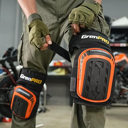 Professional Knee Pads for Work,Heavy Duty Thick Foam Knee Pads Tools,Knee Pad with Soft Gel Cushion for Construction,Work,Flooring,Gardening,Cleaning,Tiling,Orange