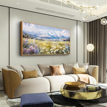 QIYILEXWART Large Wall Art For Bedroom Wall Decor For Living Room Office Decoration Range Grassland Landscape Painting Watercolour Pictures Canvas Artworks Ready To Hang Home Decor Wood Framed