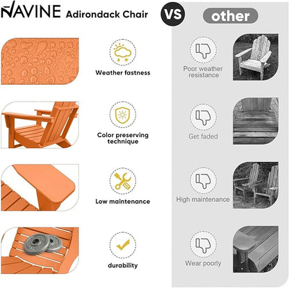 Adirondack Chair Set of 4, HDPE Folding Adirondack Chair with Multifunctional Cup Holder, Weather Resistant Fire Pit Chair for porches, patios, poolsides, Decks.