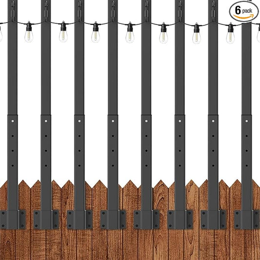 8 Pack 2.8FT String Light Poles,Light Poles for Outside String Lights,Outdoor Light Poles Metal Pole Stand for Patio,Backyard,Deck