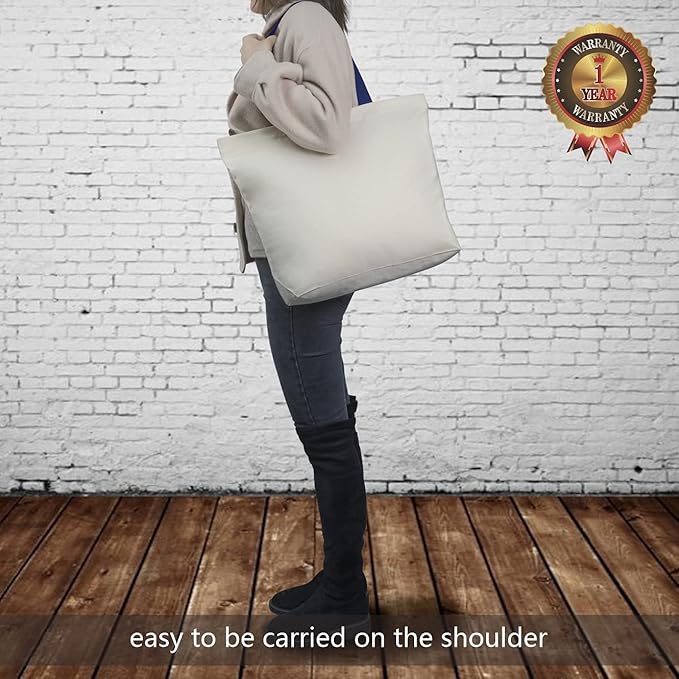 TOPDesign 2-Pack Canvas Tote Bags with Magnetic Snap, Reusable Grocery Shopping Bags, DIY Your Creative Designs