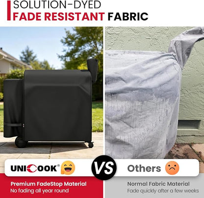 Unicook Grill Cover Compatible with Traeger Pro 34 Series, Texas Elite 34, Century 34, and Pro 780 Pellet Grills, Heavy Duty Waterproof Full-Length Outdoor BBQ Smoker Cover, All-Season Protection