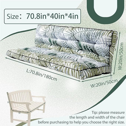 2/3 Seater Swing Replacement Cushion, Waterproof Porch Swing Cushions with Backrest, Thickened Bench Cushions for Outdoor Furniture, for Outdoor Patio Swing (Hawaii, 70.8 * 40in)